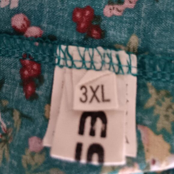 Maxi Floral Dress Women 3XL Strappy Teal Flowy Cotton Lightweight Boho Peasant - Picture 2 of 10